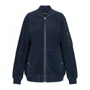 Obey Navy Blue 100% Suede Bomber Jacket – Oversized Fit - XS
